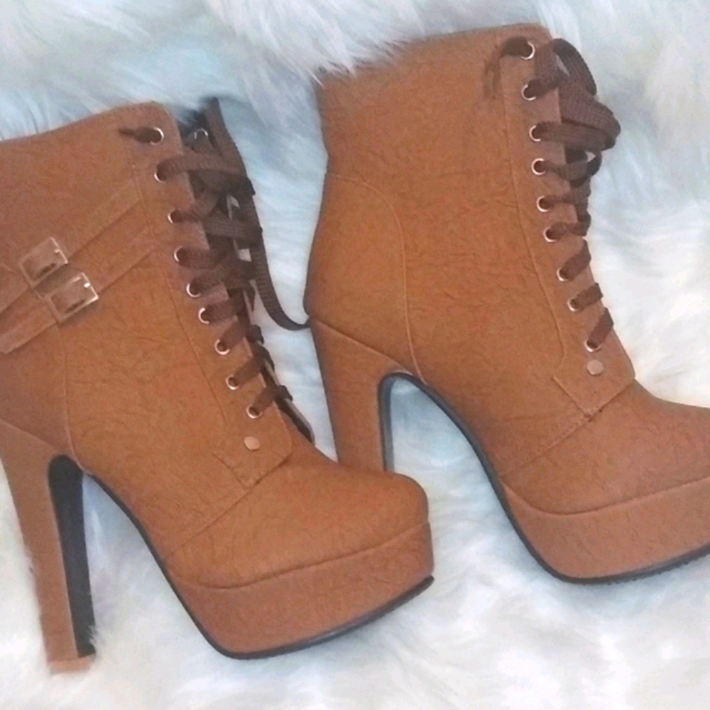 Women Tall Lace Up High Heel Boots